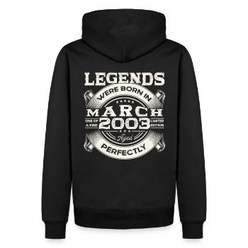 Mars Année 2003 20ème anniversaire Homme Légendaire 03 - Sweat à capuche Premium bio Homme - noir - Dos - Nico (187cm)