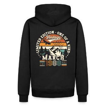 35e anniversaire Mann Original March Né en 1988 - Sweat à capuche Premium bio Homme - noir - Dos - Nico (187cm)