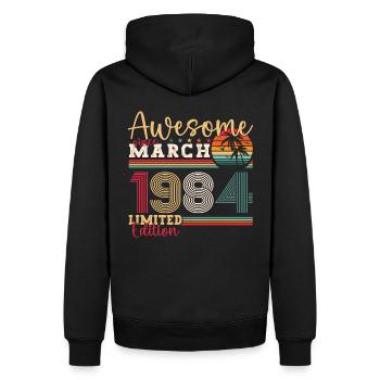 39th birthday Mann Awesome March born 1984 - Men’s Premium Organic Hoodie - black - Back - Nico (187cm)