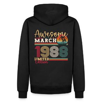 35e anniversaire Mann Awesome March né en 1988 - Sweat à capuche Premium bio Homme - noir - Dos - Nico (187cm)