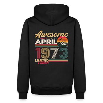 50e anniversaire homme April Né en 1973 Génial - Sweat à capuche Premium bio Homme - noir - Dos - Nico (187cm)