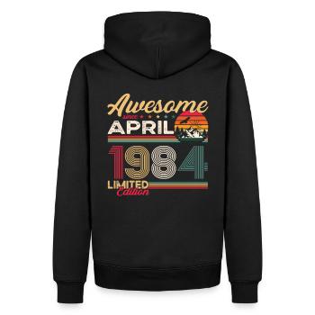 39. Geburtstag Mann April Jahrgang 1984 Awesome - Männer Premium Bio Hoodie - Schwarz - Hinten - Nico (187cm)