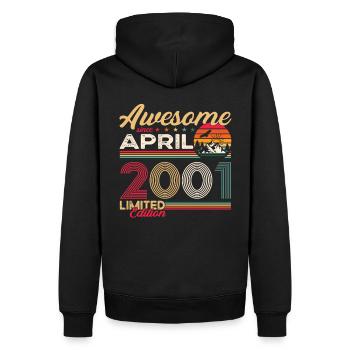 22. Geburtstag Mann April Jahrgang 2001 Awesome - Männer Premium Bio Hoodie - Schwarz - Hinten - Nico (187cm)