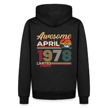 45e anniversaire homme April né en 1978 Génial - Sweat à capuche Premium bio Homme - noir - Dos - Nico (187cm)