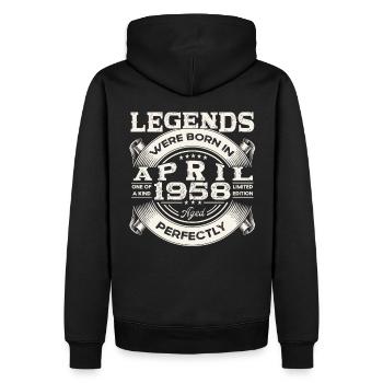 65. Geburtstag Mann April Jahrgang 1958 Oldtimer - Männer Premium Bio Hoodie - Schwarz - Hinten - Nico (187cm)