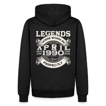 33ème anniversaire homme April né 1990 Oldtimer - Sweat à capuche Premium bio Homme - noir - Dos - Nico (187cm)
