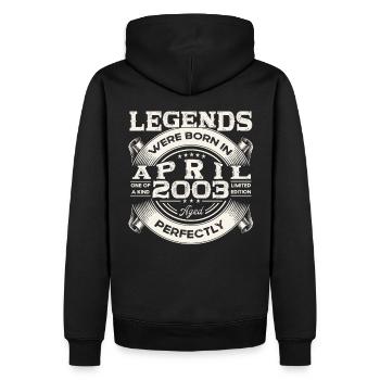 20. Geburtstag Mann April Jahrgang 2003 Oldtimer - Männer Premium Bio Hoodie - Schwarz - Hinten - Nico (187cm)