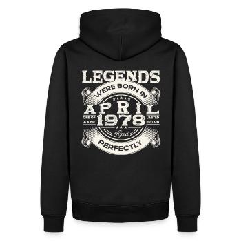 45e anniversaire homme avril né 1978 Oldtimer - Sweat à capuche Premium bio Homme - noir - Dos - Nico (187cm)