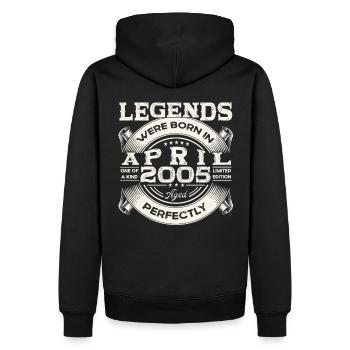 18. Geburtstag Mann April Jahrgang 2005 Oldtimer - Männer Premium Bio Hoodie - Schwarz - Hinten - Nico (187cm)