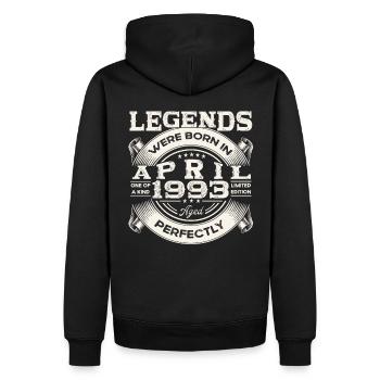 30. Geburtstag Mann April Jahrgang 1993 Oldtimer - Männer Premium Bio Hoodie - Schwarz - Hinten - Nico (187cm)