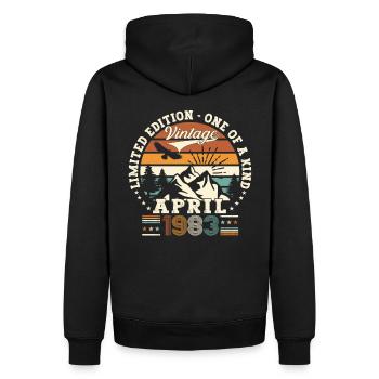 40e anniversaire homme avril né 1983 original - Sweat à capuche Premium bio Homme - noir - Dos - Nico (187cm)