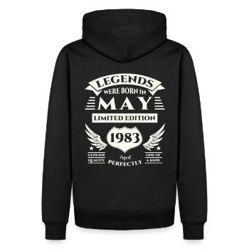 40th Birthday Man Legendary May Vintage 1983 - Men’s Premium Organic Hoodie - black - Back - Nico (187cm)