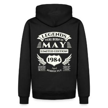 39ème Anniversaire Homme Légendaire Mai Vintage 1984 - Sweat à capuche Premium bio Homme - noir - Dos - Nico (187cm)