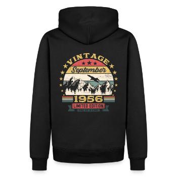 Septembre Né 1956 Cadeau du 66e anniversaire - Sweat à capuche Premium bio Homme - noir - Dos - Nico (187cm)