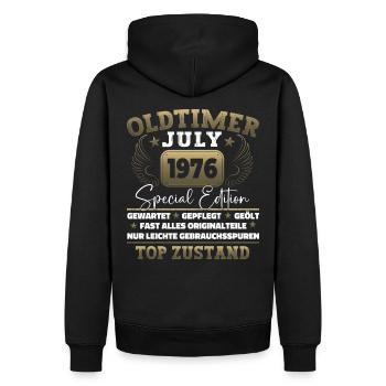 Oldtimer Juli 1976 46. Geburtstag Geschenk Herren - Männer Premium Bio Hoodie - Schwarz - Hinten - Nico (187cm)
