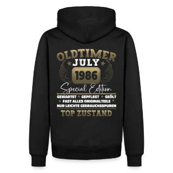 Oldtimer Juli 1986 36. Geburtstag Geschenk Herren - Männer Premium Bio Hoodie - Schwarz - Hinten - Nico (187cm)