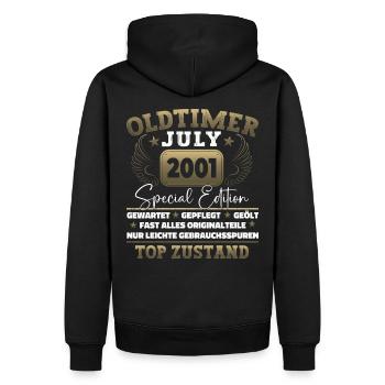 Oldtimer Juli 2001 21. Geburtstag Geschenk Herren - Männer Premium Bio Hoodie - Schwarz - Hinten - Nico (187cm)