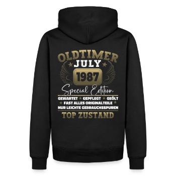 Oldtimer Juli 1987 35. Geburtstag Geschenk Herren - Männer Premium Bio Hoodie - Schwarz - Hinten - Nico (187cm)