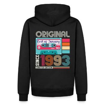 January born 1993 30th birthday gift - Men’s Premium Organic Hoodie - black - Back - Nico (187cm)