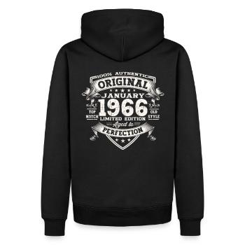 Né en 1966 Janvier 57e anniversaire Homme cadeau - Sweat à capuche Premium bio Homme - noir - Dos - Nico (187cm)