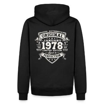 Né en 1978 janvier 45e anniversaire cadeau homme - Sweat à capuche Premium bio Homme - noir - Dos - Nico (187cm)