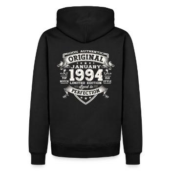 Né le 29 janvier 1994 Gift Man - Sweat à capuche Premium bio Homme - noir - Dos - Nico (187cm)