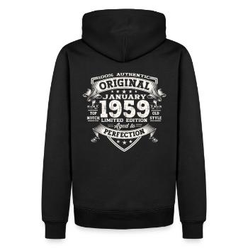 Né en 1959 Janvier 64e anniversaire Homme cadeau - Sweat à capuche Premium bio Homme - noir - Dos - Nico (187cm)