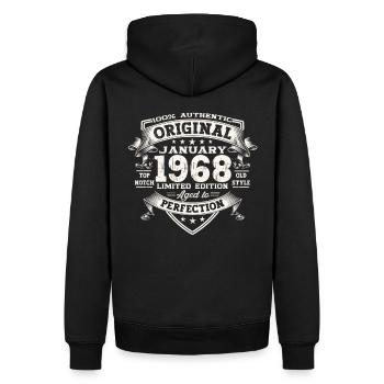 Né en 1968 Janvier 55e anniversaire Homme cadeau - Sweat à capuche Premium bio Homme - noir - Dos - Nico (187cm)