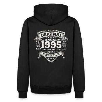 Né 1995 28e janvier cadeau d’anniversaire homme - Sweat à capuche Premium bio Homme - noir - Dos - Nico (187cm)