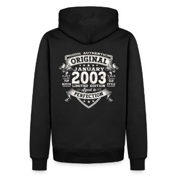 Année 2003 Janvier 20e anniversaire cadeau homme - Sweat à capuche Premium bio Homme - noir - Dos - Nico (187cm)