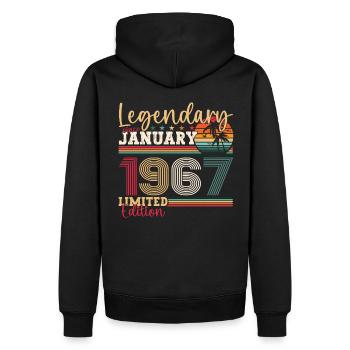 56th birthday born 1967 January gift man - Men’s Premium Organic Hoodie - black - Back - Nico (187cm)