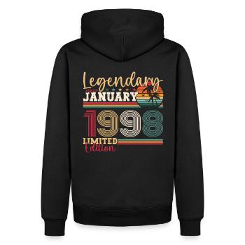 25e anniversaire né en 1998 janvier cadeau homme - Sweat à capuche Premium bio Homme - noir - Dos - Nico (187cm)