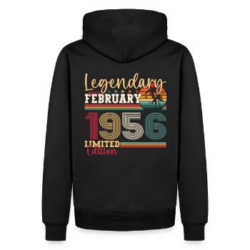 Né en 1956 février 67e anniversaire cadeau homme - Sweat à capuche Premium bio Homme - noir - Dos - Nico (187cm)