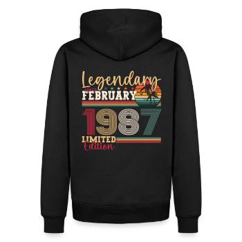 Né 1987 février 36th anniversaire Gift man - Sweat à capuche Premium bio Homme - noir - Dos - Nico (187cm)