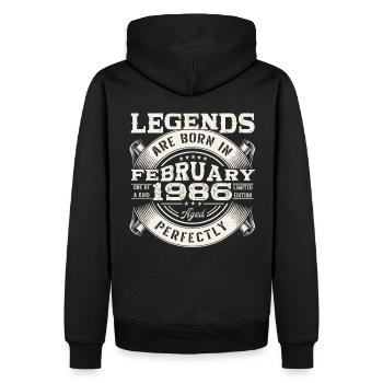 Légende Février Année 1986 Cadeau d’anniversaire - Sweat à capuche Premium bio Homme - noir - Dos - Nico (187cm)