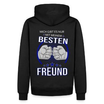 Nur mit bestem Freund - Männer Premium Bio Hoodie - Schwarz - Hinten - Nico (187cm)