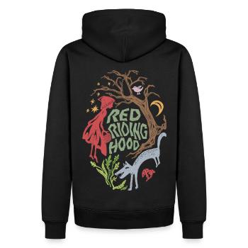 Le Petit Chaperon Rouge et le Loup - Sweat à capuche Premium bio Homme - noir - Dos - Nico (187cm)