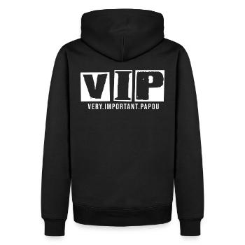 VIP PAPOU Weihnachtsgeschenk Vatertag Geburtstag - Männer Premium Bio Hoodie - Schwarz - Hinten - Nico (187cm)