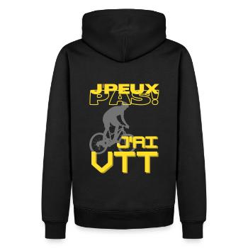 J'peux pas j'ai VTT - Sweat à capuche Premium bio Homme - noir - Dos - Nico (187cm)