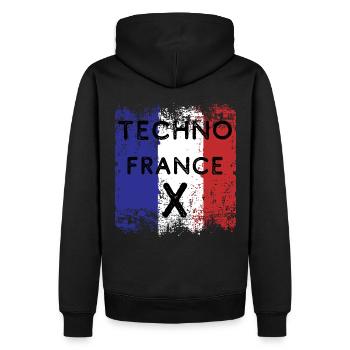 Techno France Hard Dark Acid Possession Frenchcore - Men’s Premium Organic Hoodie - black - Back - Nico (187cm)