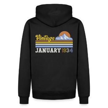 90th Birthday Men's Vintage January Vintage 1934 - Men’s Premium Organic Hoodie - black - Back - Nico (187cm)