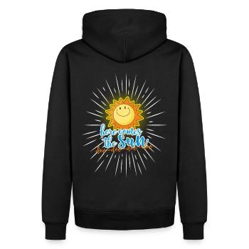 Bright Sun Tee: Radiate Positivity - Men’s Premium Organic Hoodie - black - Back - Nico (187cm)