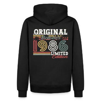 Original Octobre 1986 36th Birthday Gift Cool - Sweat à capuche Premium bio Homme - noir - Dos - Nico (187cm)