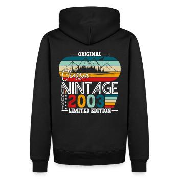 Born 2003 19th birthday gift August Fun - Men’s Premium Organic Hoodie - black - Back - Nico (187cm)