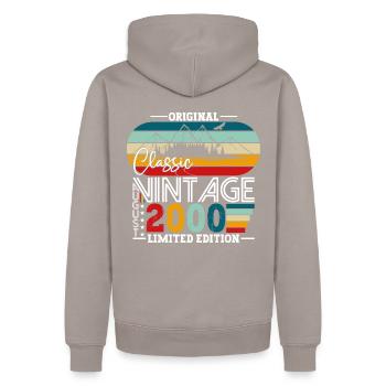 Born 2000 22nd Birthday Gift August Fun - Men’s Premium Organic Hoodie - taupe - Back - Nico (187cm)