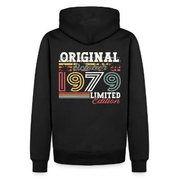 Original Octobre 1979 43ème Anniversaire Cadeau Cool - Sweat à capuche Premium bio Homme - noir - Dos - Nico (187cm)