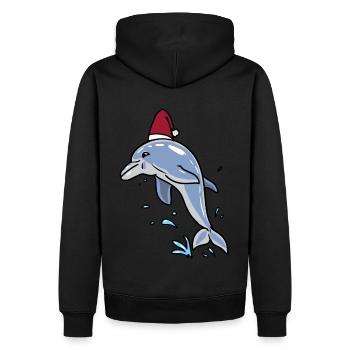 Saint-Nicolas Dauphin Poisson Noël Noël Père Noël - Sweat à capuche Premium bio Homme - noir - Dos - Nico (187cm)