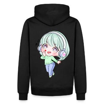 Kpop Anime Mädchen Finger Herz Saranghae Kawaii - Männer Premium Bio Hoodie - Schwarz - Hinten - Nico (187cm)