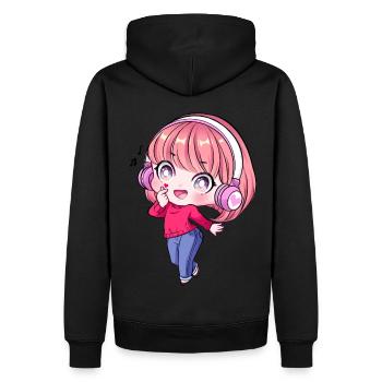 Kpop Anime Mädchen Finger Herz Saranghae Kawaii - Männer Premium Bio Hoodie - Schwarz - Hinten - Nico (187cm)