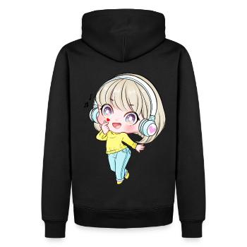Kpop Anime Mädchen Finger Herz Saranghae Kawaii - Männer Premium Bio Hoodie - Schwarz - Hinten - Nico (187cm)